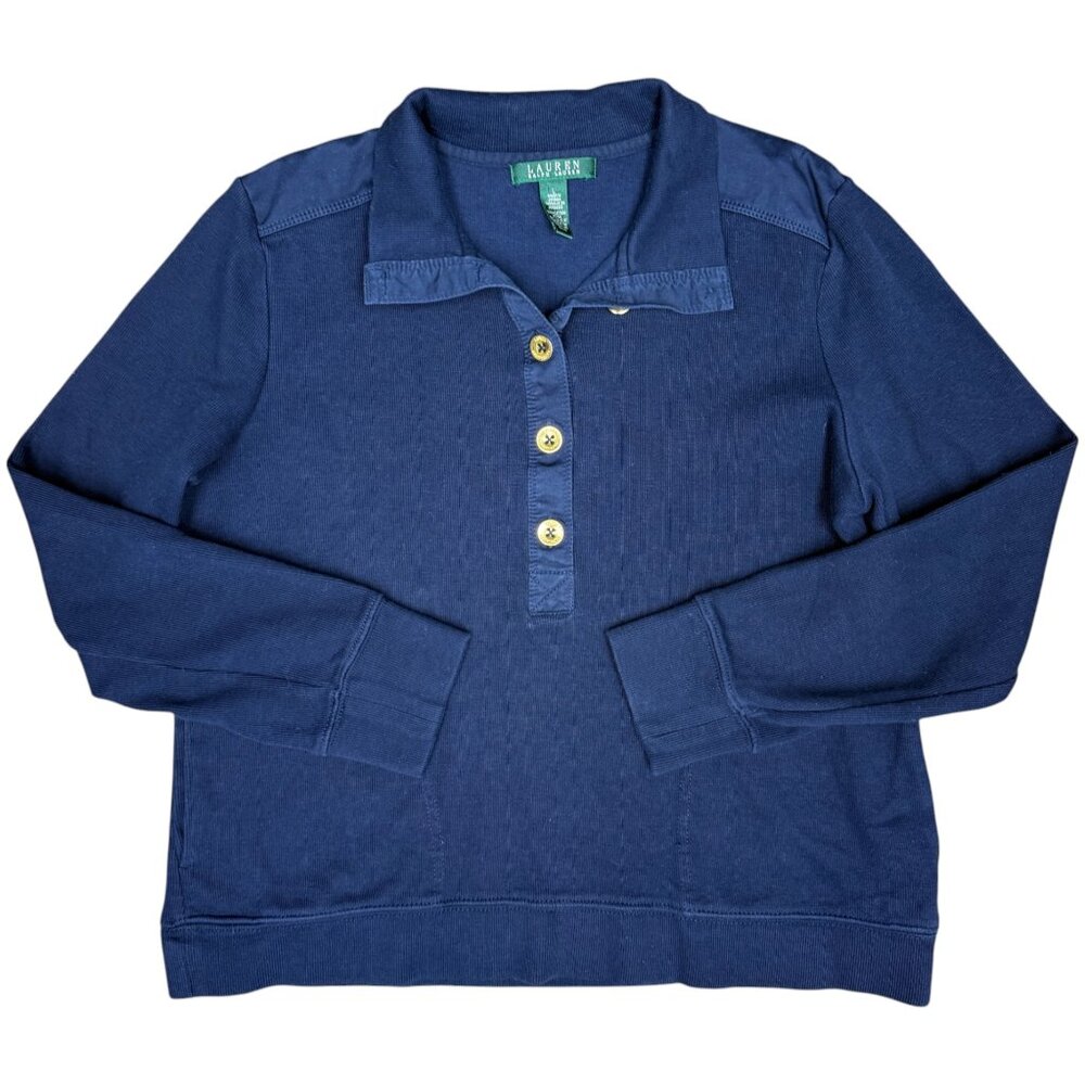 EUC Women's‎ LAUREN RALPH LAUREN Rib Knit Pullover Sweater Navy | Size L
